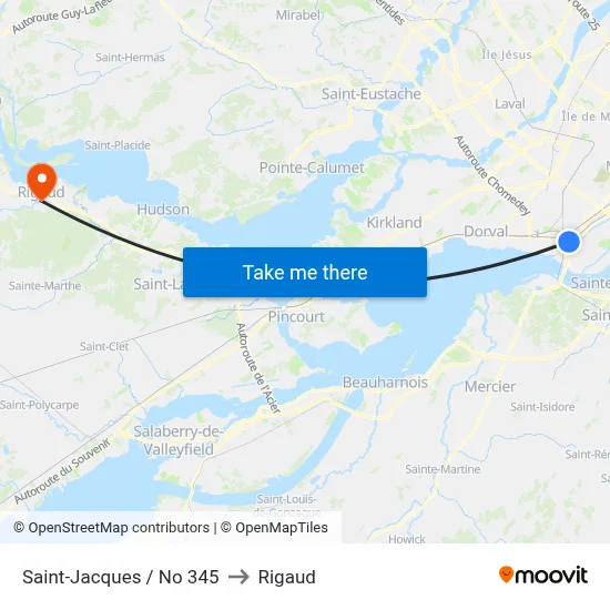 Saint-Jacques / No 345 to Rigaud map