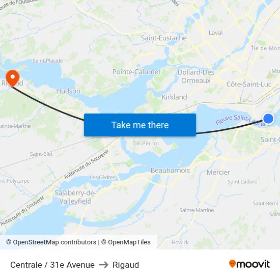 Centrale / 31e Avenue to Rigaud map