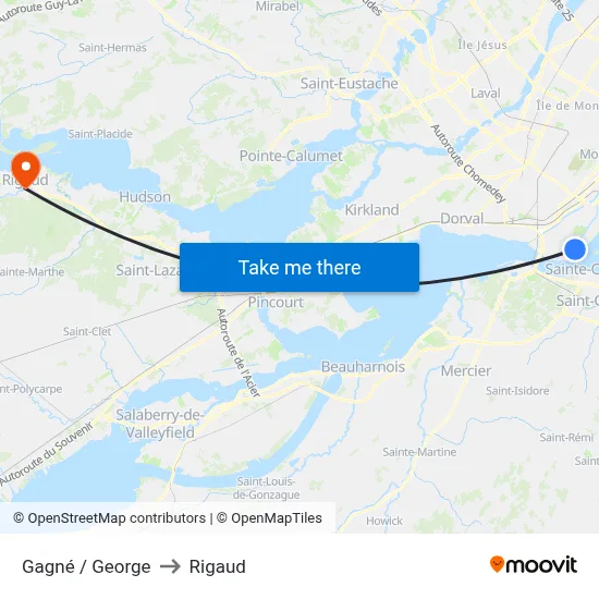 Gagné / George to Rigaud map