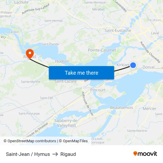 Saint-Jean / Hymus to Rigaud map