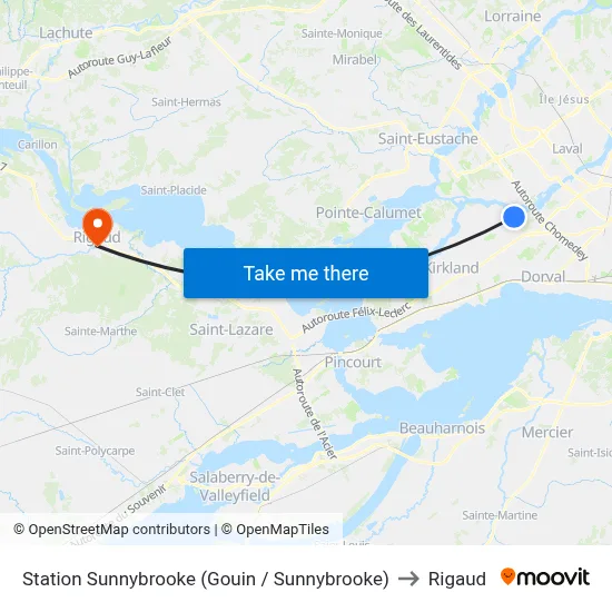 Station Sunnybrooke (Gouin / Sunnybrooke) to Rigaud map