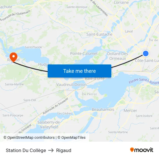 Station Du Collège to Rigaud map