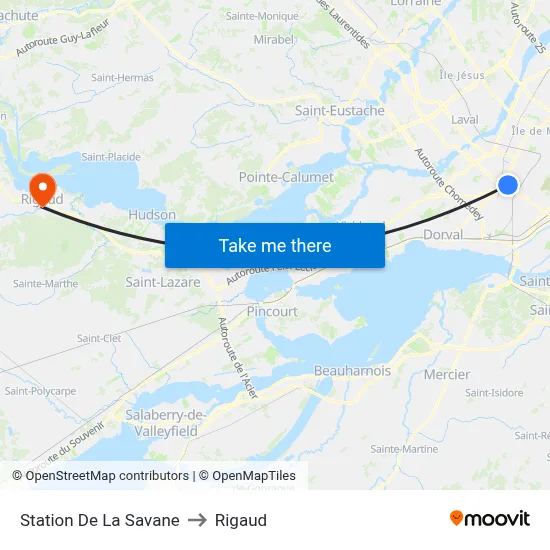 Station De La Savane to Rigaud map