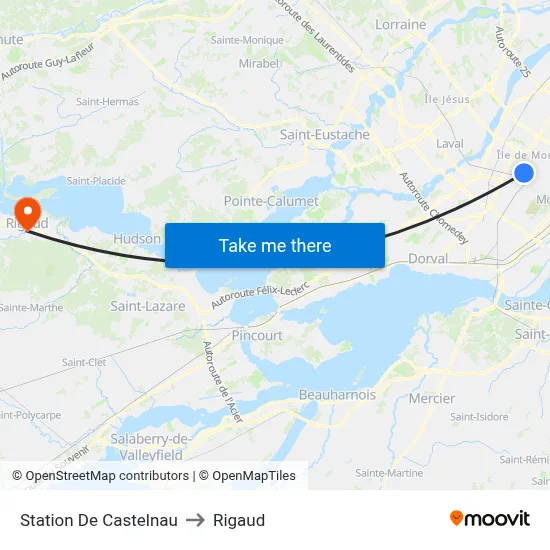 Station De Castelnau to Rigaud map