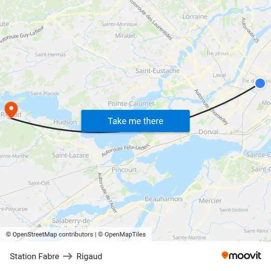 Station Fabre to Rigaud map