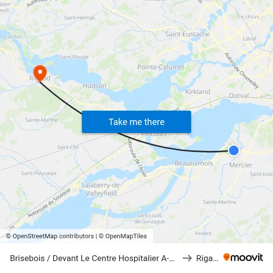 Brisebois / Devant Le Centre Hospitalier A-Laberge to Rigaud map