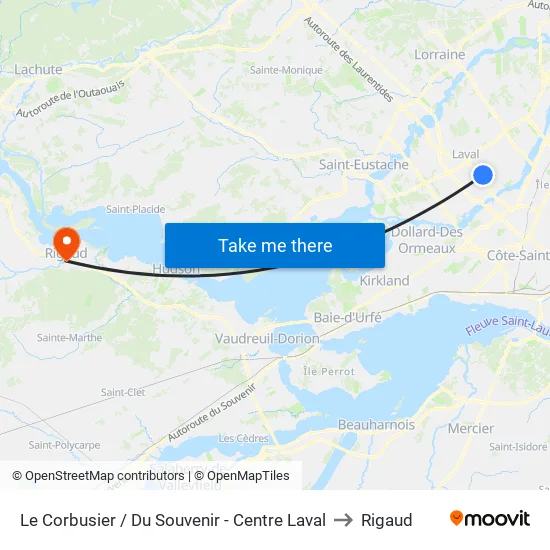 Le Corbusier / Du Souvenir - Centre Laval to Rigaud map