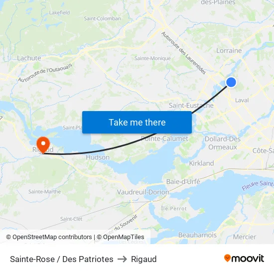 Sainte-Rose / Des Patriotes to Rigaud map