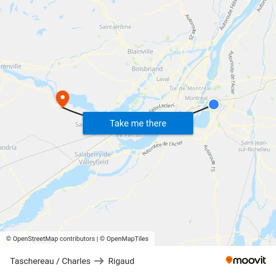 Taschereau / Charles to Rigaud map