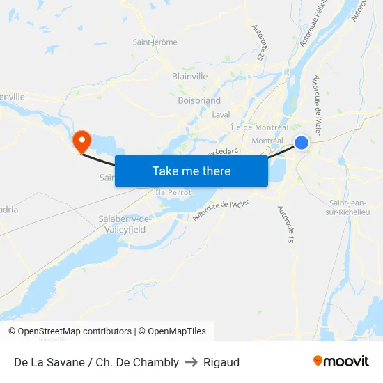De La Savane / Ch. De Chambly to Rigaud map
