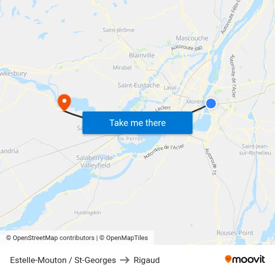 Estelle-Mouton / St-Georges to Rigaud map