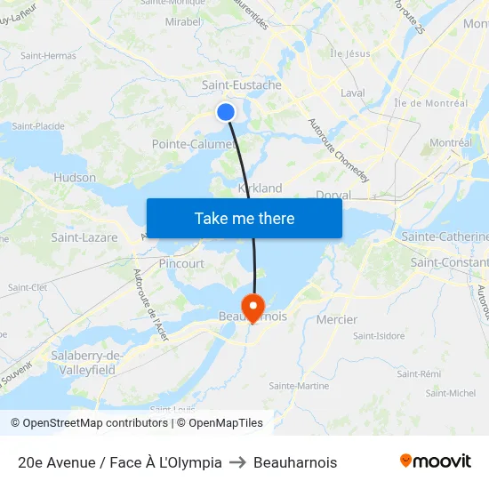 20e Avenue / Face À L'Olympia to Beauharnois map
