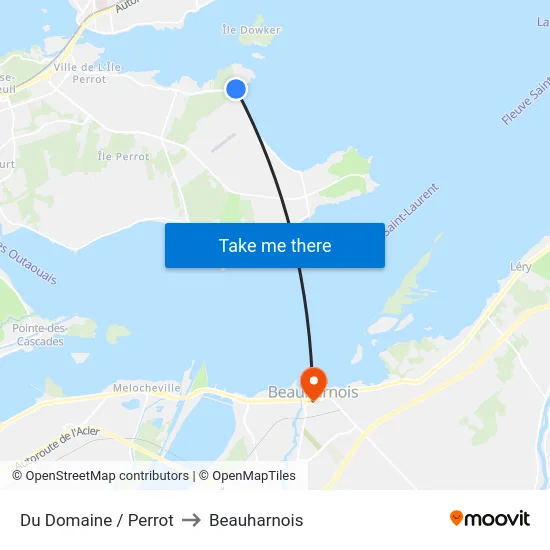 Du Domaine / Perrot to Beauharnois map