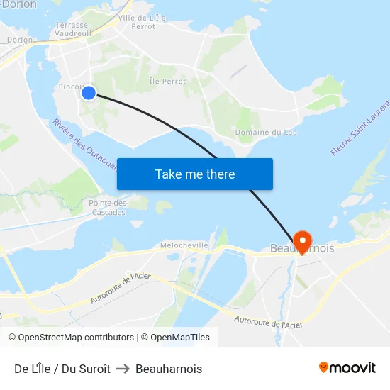 De L'Île / Du Suroît to Beauharnois map