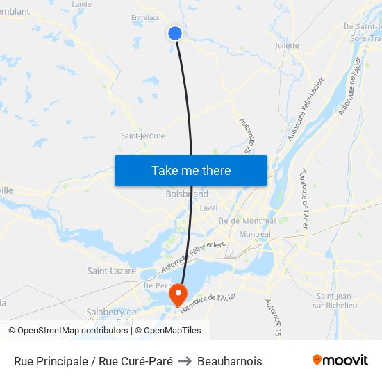 Rue Principale / Rue Curé-Paré to Beauharnois map