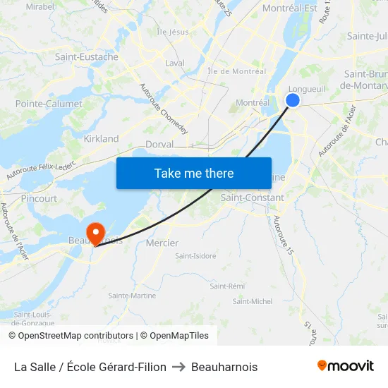 La Salle / École Gérard-Filion to Beauharnois map