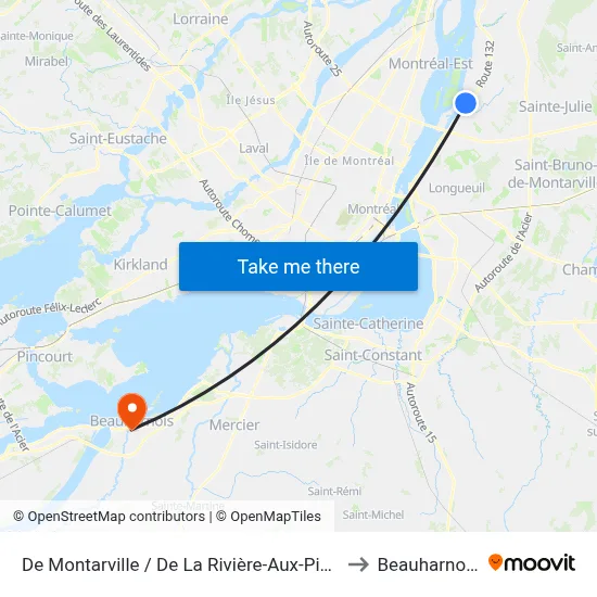 De Montarville / De La Rivière-Aux-Pins to Beauharnois map