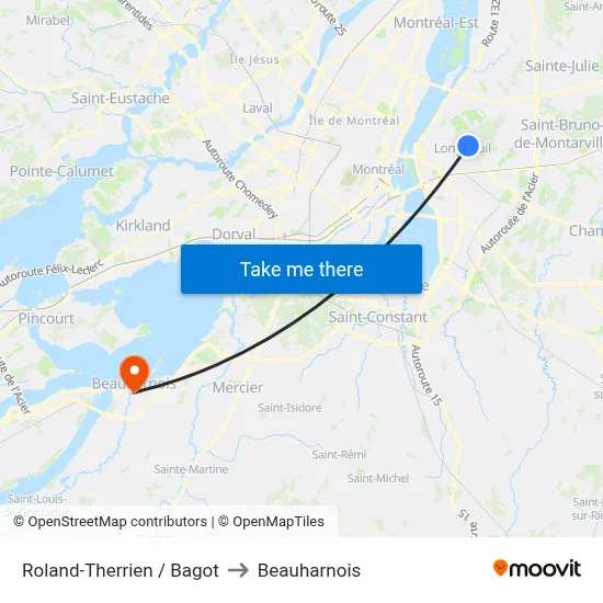 Roland-Therrien / Bagot to Beauharnois map