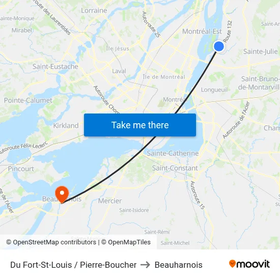 Du Fort-St-Louis / Pierre-Boucher to Beauharnois map
