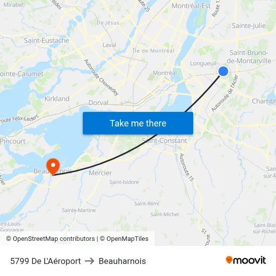 5799 De L'Aéroport to Beauharnois map