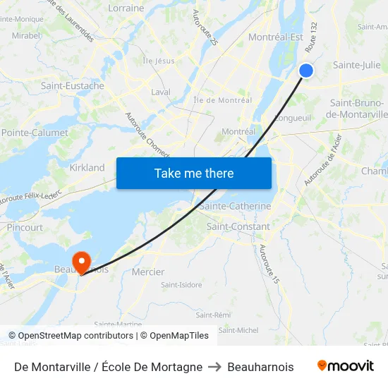 De Montarville / École De Mortagne to Beauharnois map