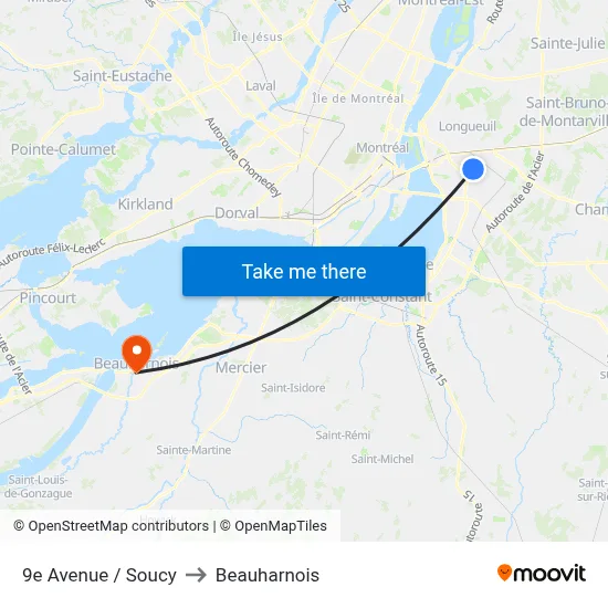 9e Avenue / Soucy to Beauharnois map