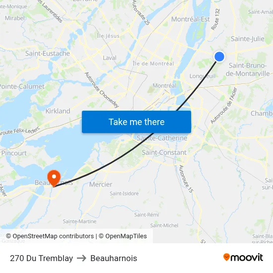 270 Du Tremblay to Beauharnois map
