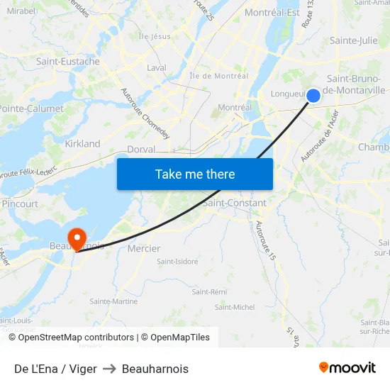 De L'Ena / Viger to Beauharnois map