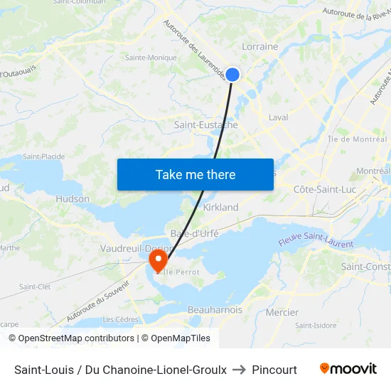 Saint-Louis / Du Chanoine-Lionel-Groulx to Pincourt map