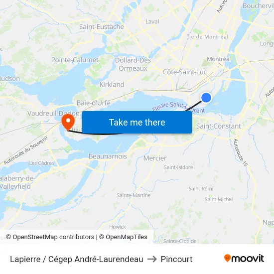 Lapierre / Cégep André-Laurendeau to Pincourt map