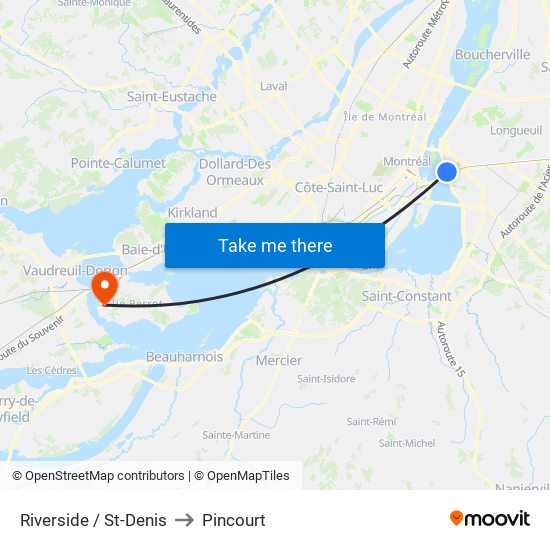 Riverside / St-Denis to Pincourt map