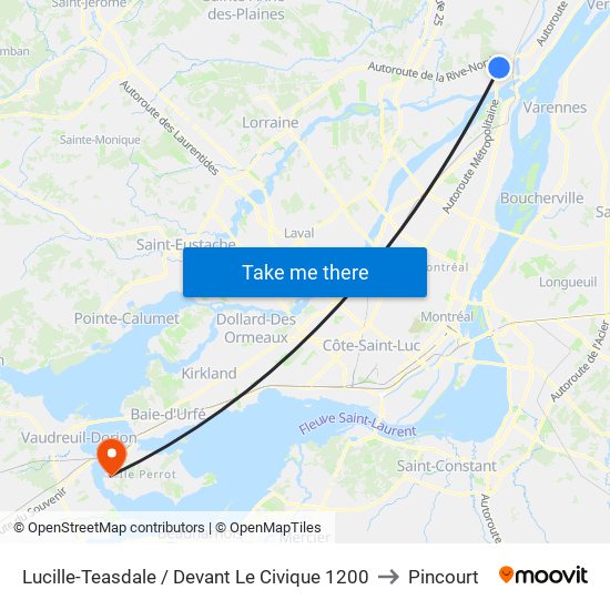Lucille-Teasdale / Devant Le Civique 1200 to Pincourt map