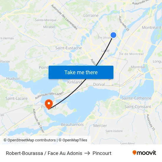 Robert-Bourassa / Face Au Adonis to Pincourt map