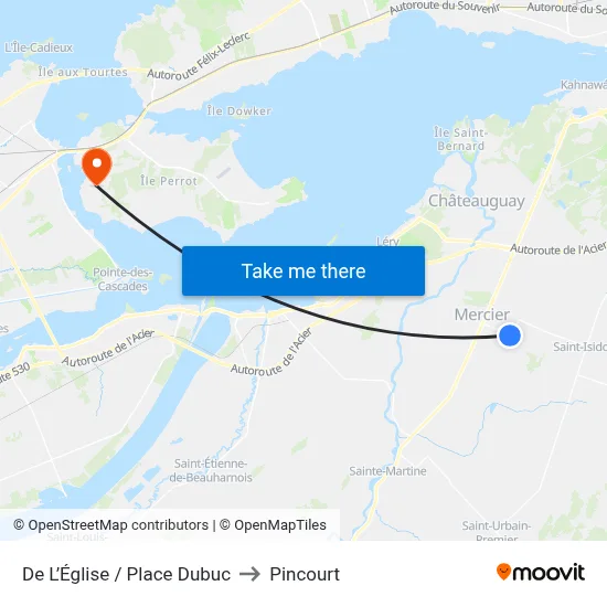 De L’Église / Place Dubuc to Pincourt map