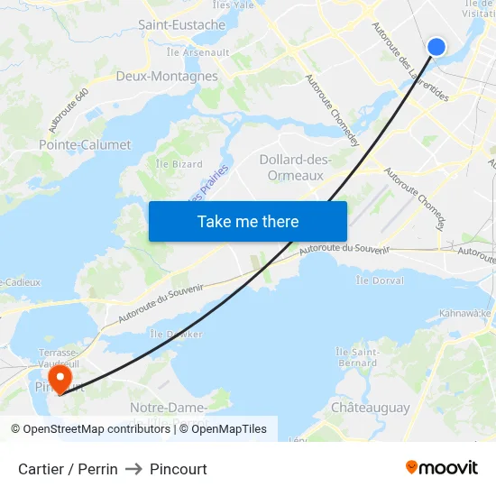 Cartier / Perrin to Pincourt map