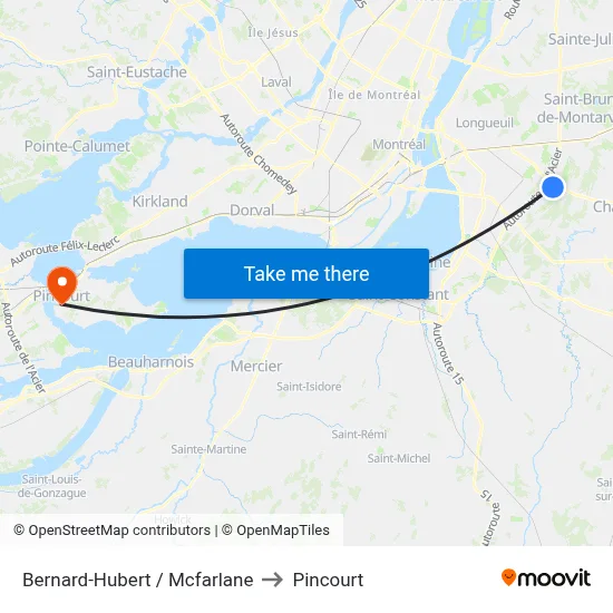 Bernard-Hubert / Mcfarlane to Pincourt map
