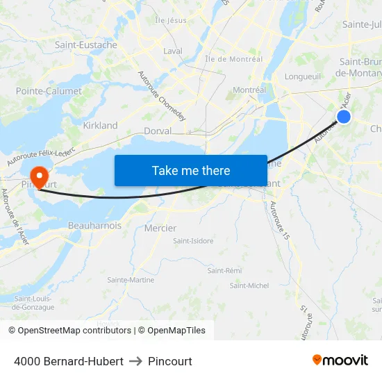 4000 Bernard-Hubert to Pincourt map