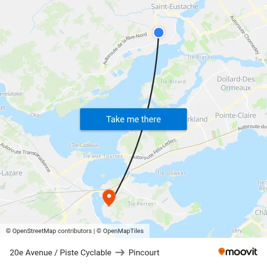 20e Avenue / Piste Cyclable to Pincourt map