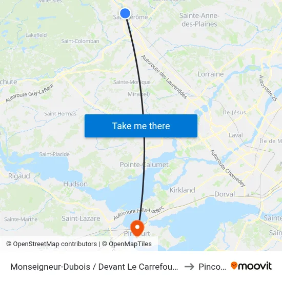 Monseigneur-Dubois / Devant Le Carrefour Du Nord to Pincourt map