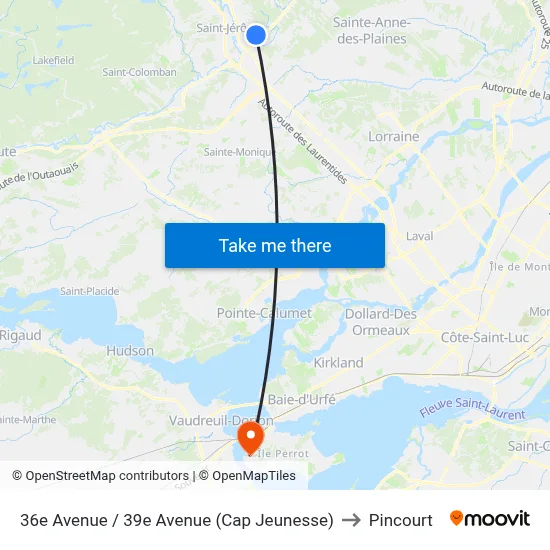 36e Avenue / 39e Avenue (Cap Jeunesse) to Pincourt map
