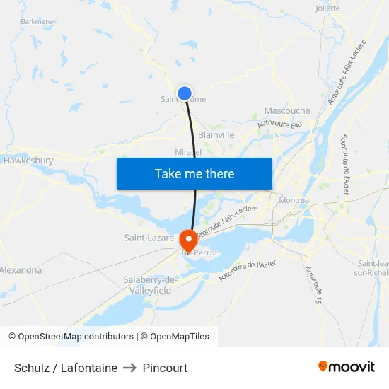 Schulz / Lafontaine to Pincourt map