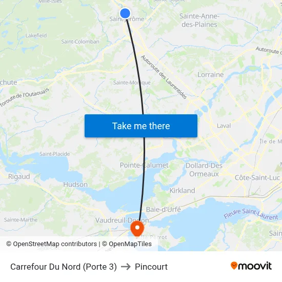 Carrefour Du Nord (Porte 3) to Pincourt map
