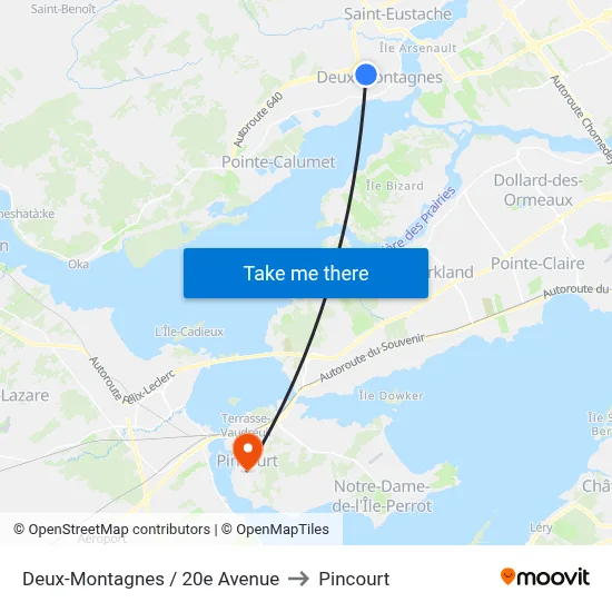 Deux-Montagnes / 20e Avenue to Pincourt map