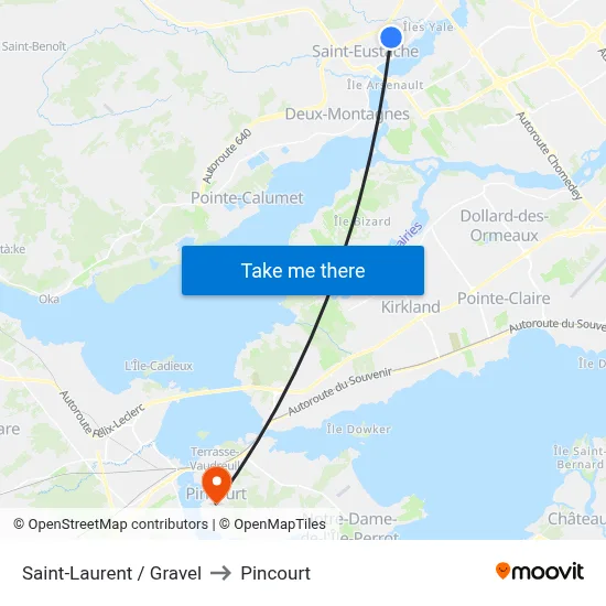 Saint-Laurent / Gravel to Pincourt map