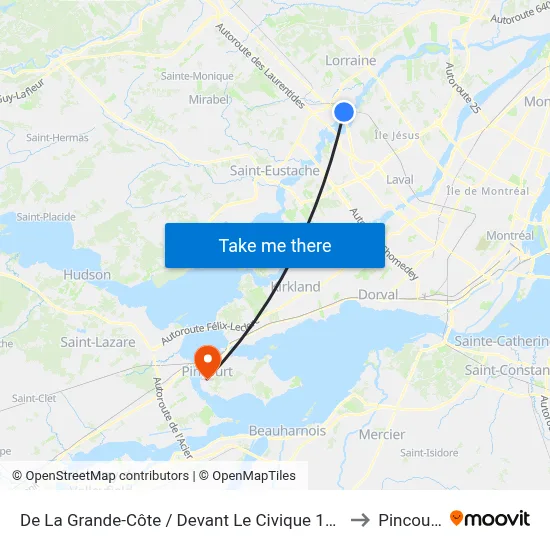 De La Grande-Côte / Devant Le Civique 199 to Pincourt map