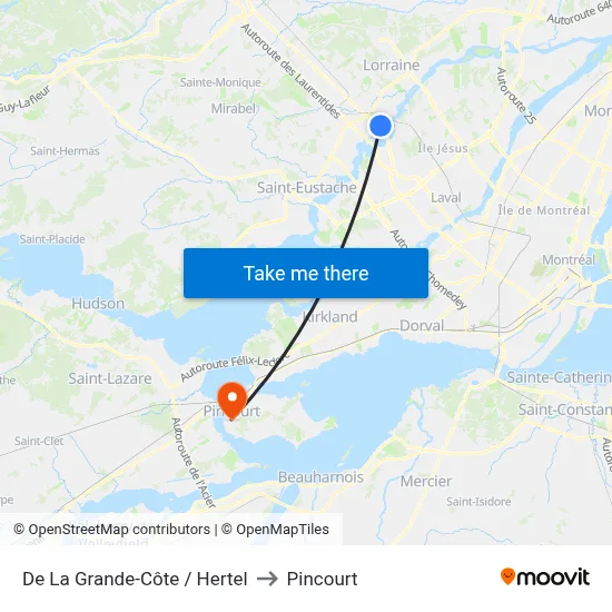 De La Grande-Côte / Hertel to Pincourt map