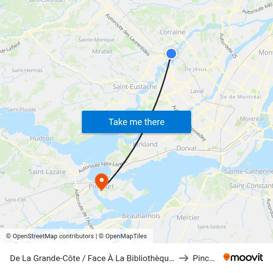 De La Grande-Côte / Face À La Bibliothèque Hemens to Pincourt map