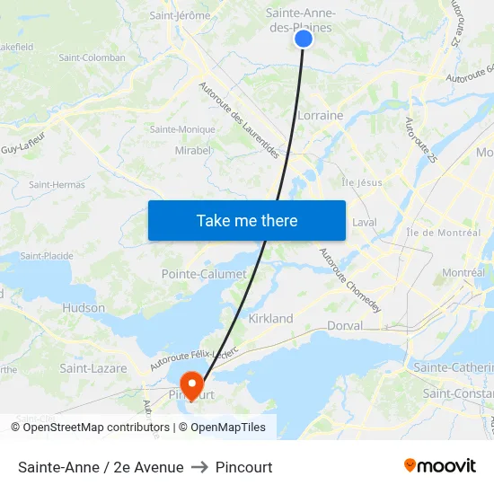 Sainte-Anne / 2e Avenue to Pincourt map