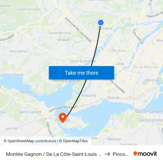 Montée Gagnon / De La Côte-Saint-Louis Est to Pincourt map
