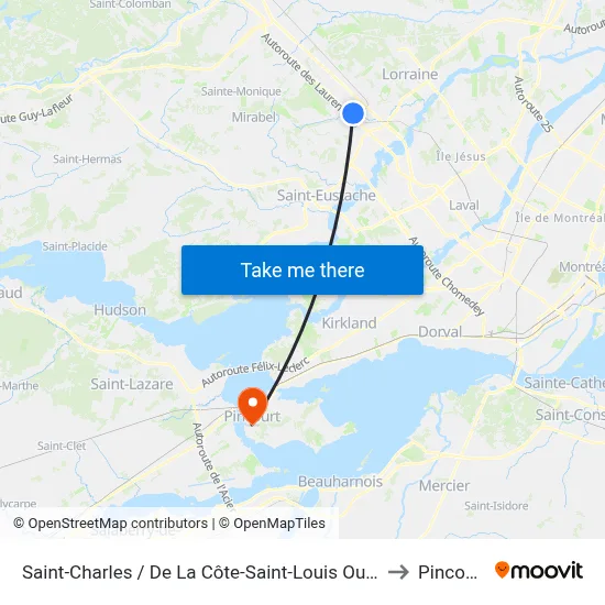 Saint-Charles / De La Côte-Saint-Louis Ouest to Pincourt map